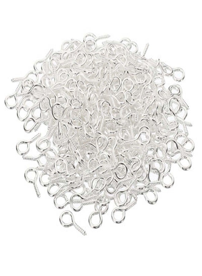 KReating Dot | 50 Pcs Shiny Silver Screw Eye Pins 5x10mm with 50 Jump Rings | Eyelets Screw Threaded Clasp Hooks for Making Pendants, Beads, Jewellery Findings DIY Craft (KRBSS-50) - Image 1